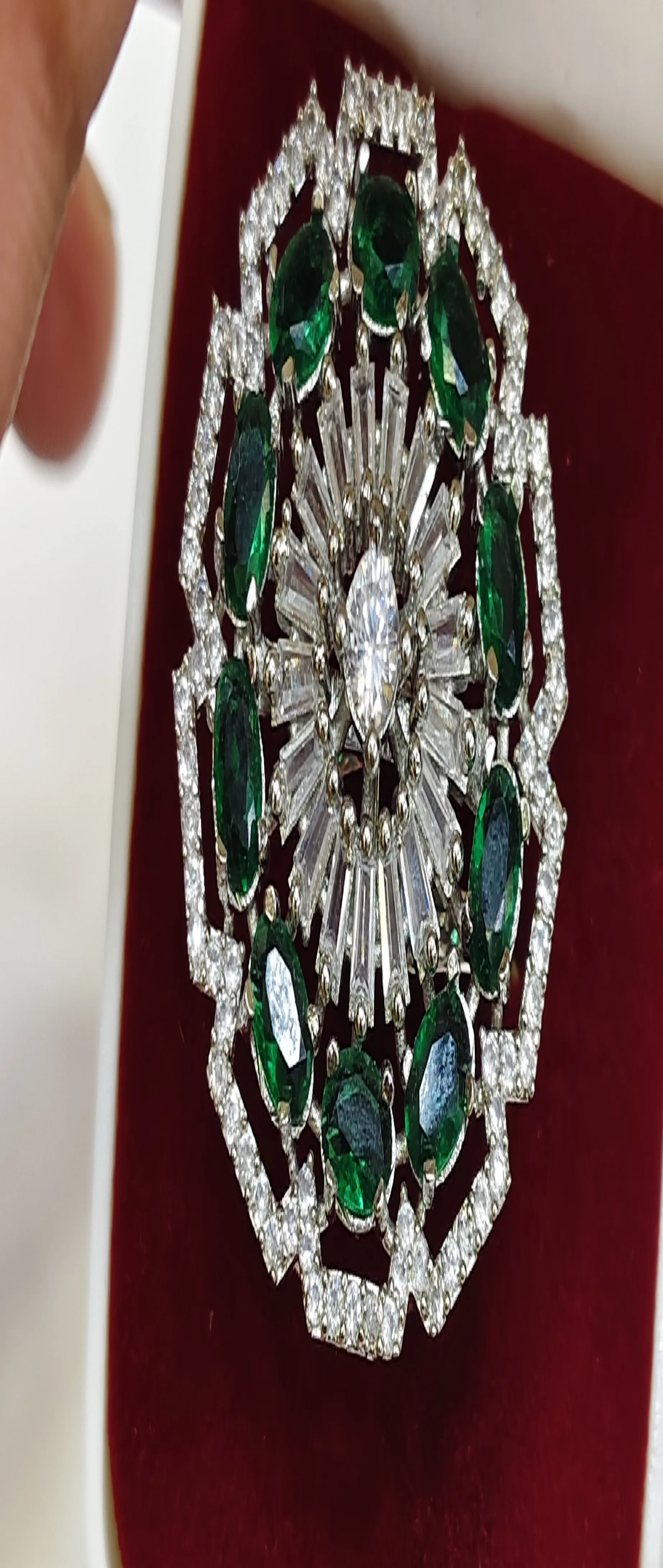 Emerald and Diamond Brooch view 2