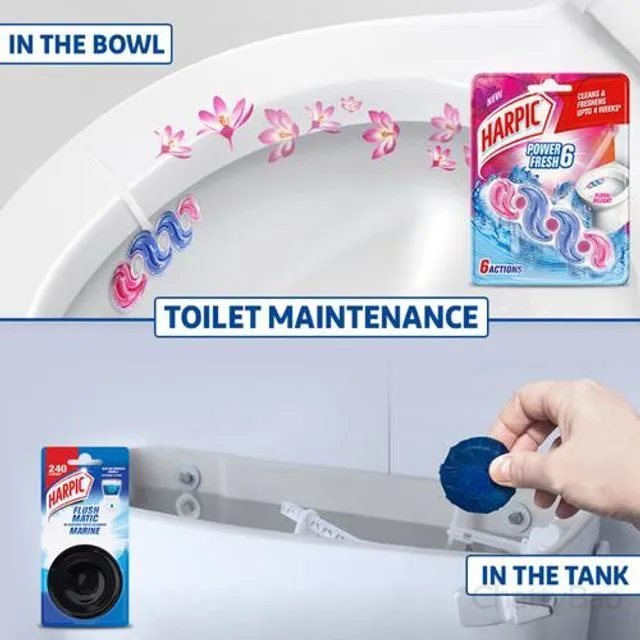 Harpic Flushmatic In-Cistern Toilet Cleaner Blocks - Marine 1 Piece view 5