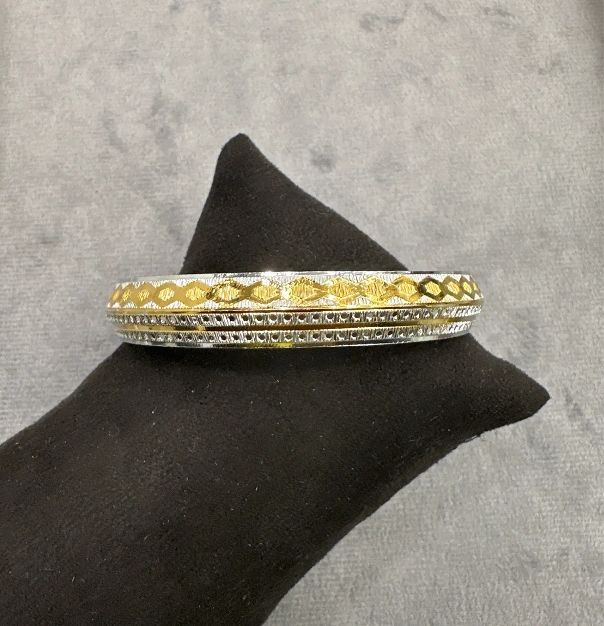 Gold and Silver Textured Kada view 3