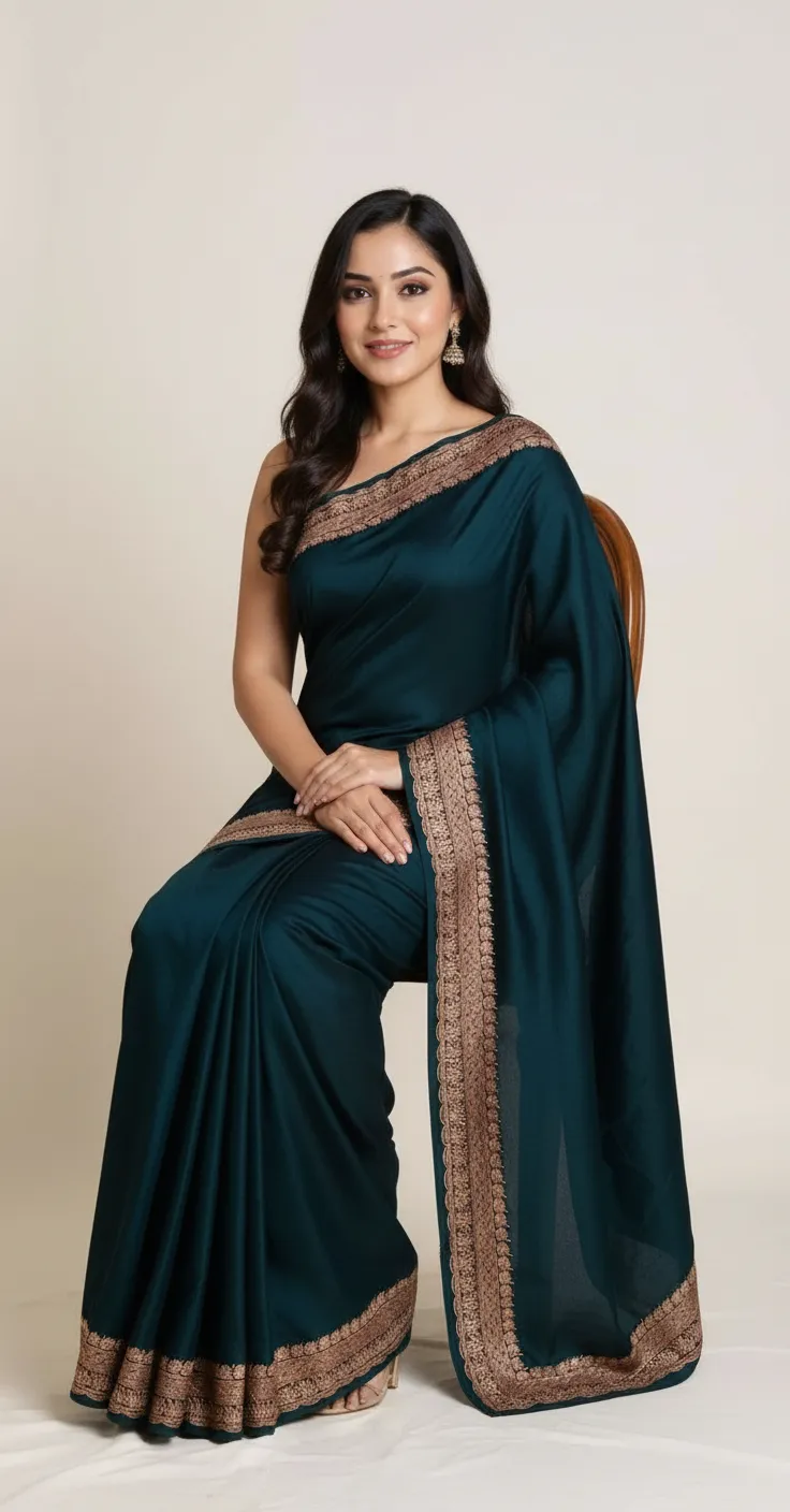 Elegant Green Saree view 7