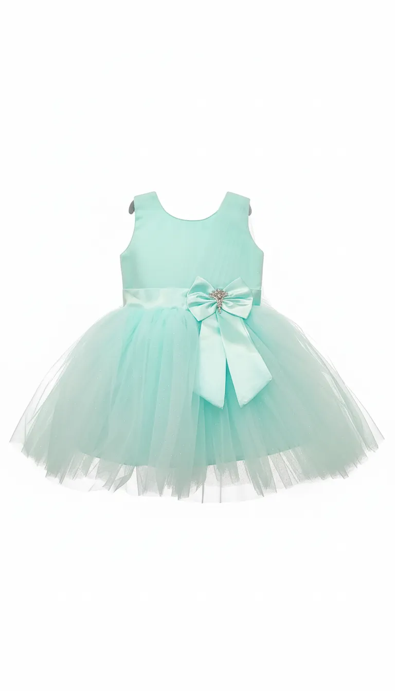 Girls Fancy Frock Pista view 2