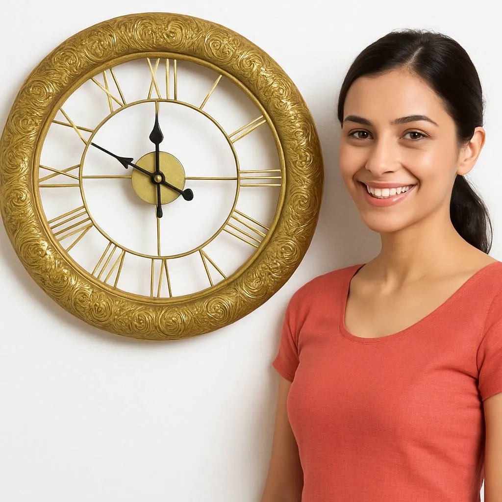 Golden Vintage Wall Clock view 2
