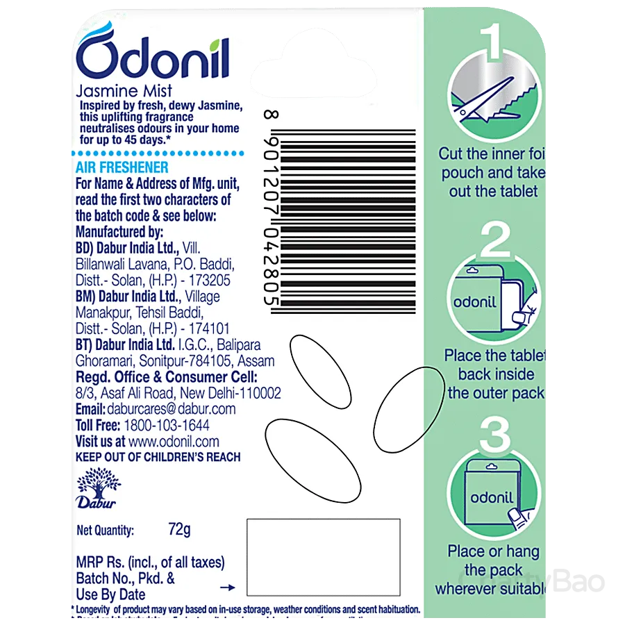 Odonil Bathroom Air Freshener Blocks - Jasmine Mist 72 g view 2