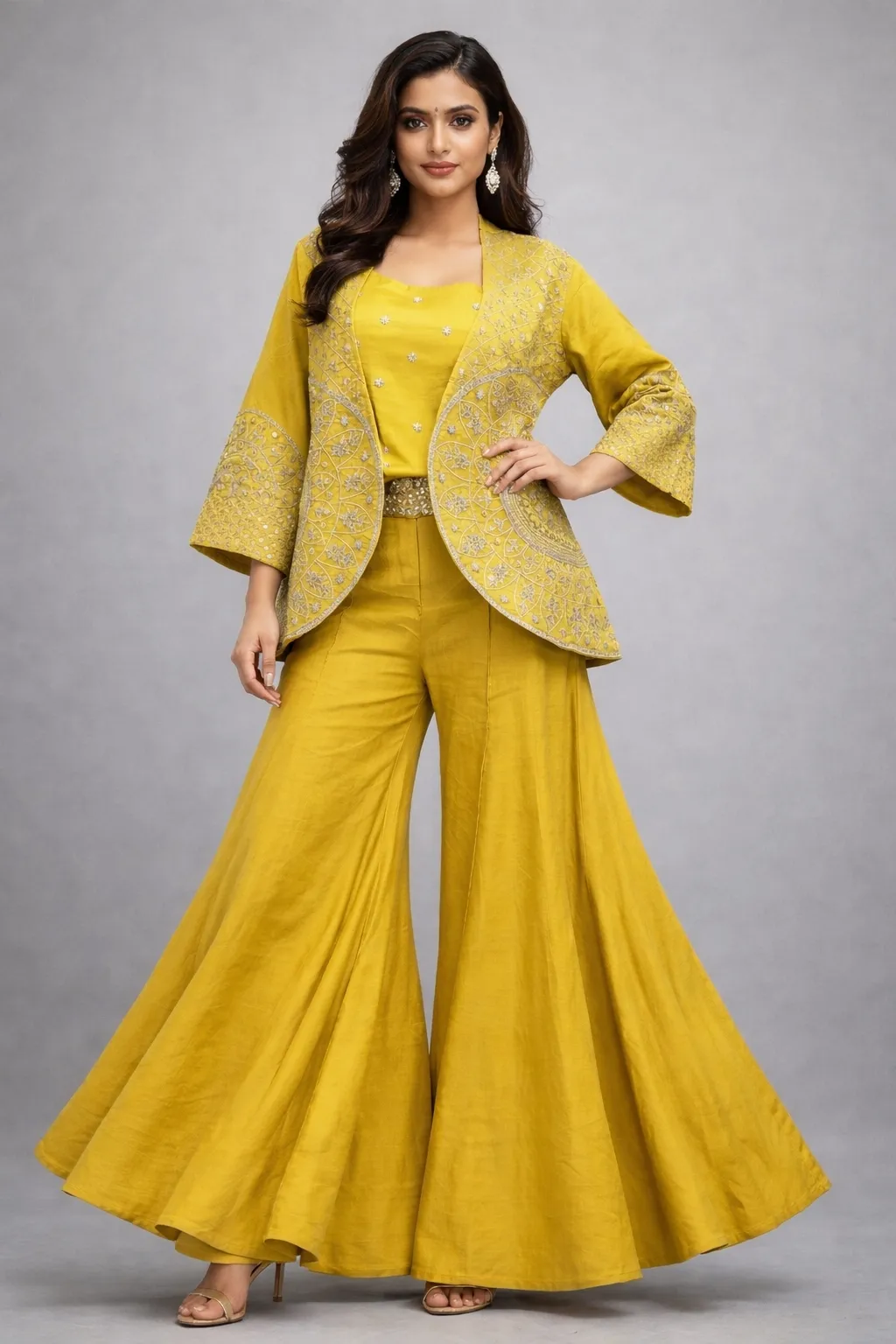 Embroidered Jacket and Palazzo Set view 2