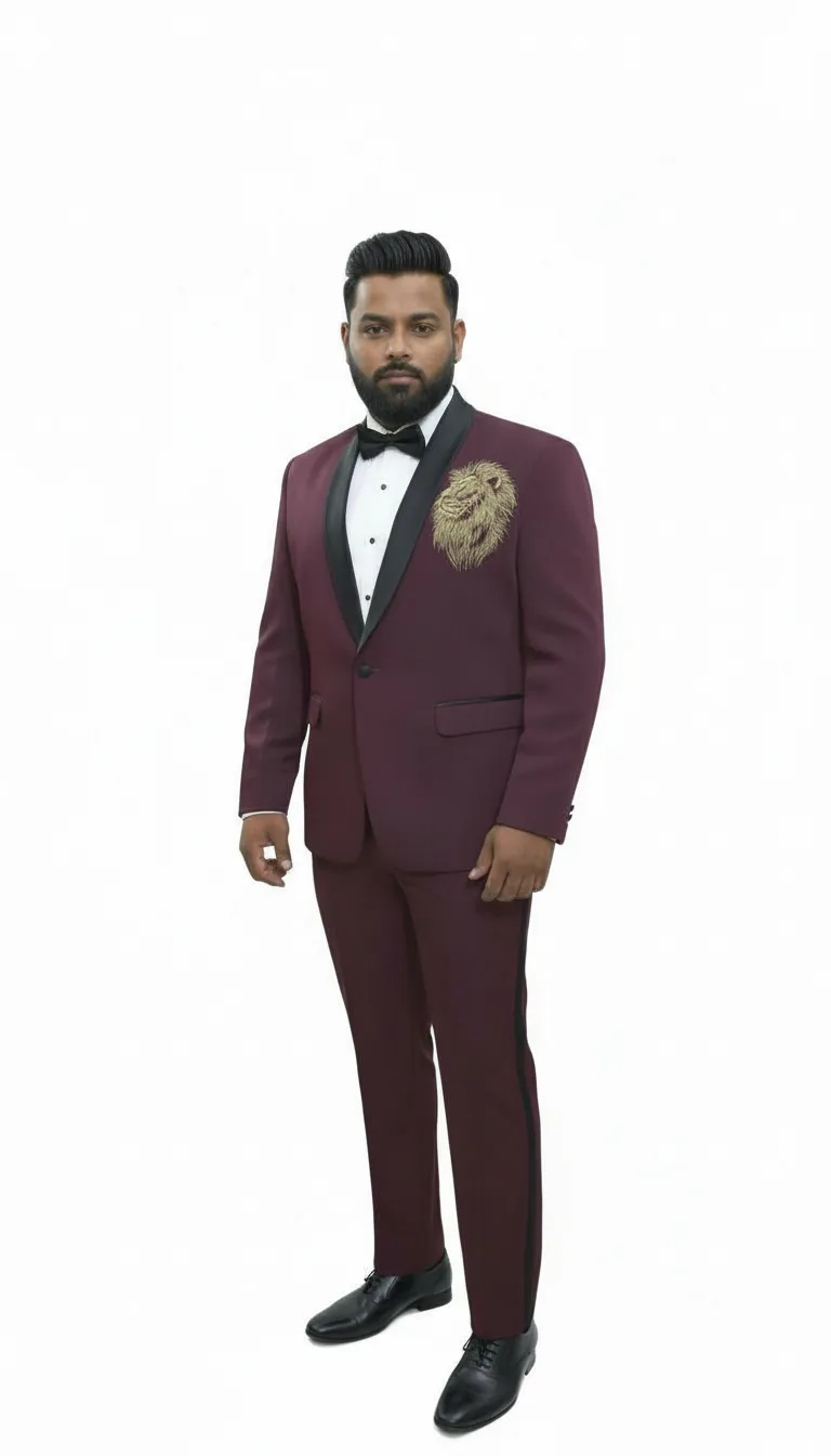 Mens Designer Embroidered Suit view 3