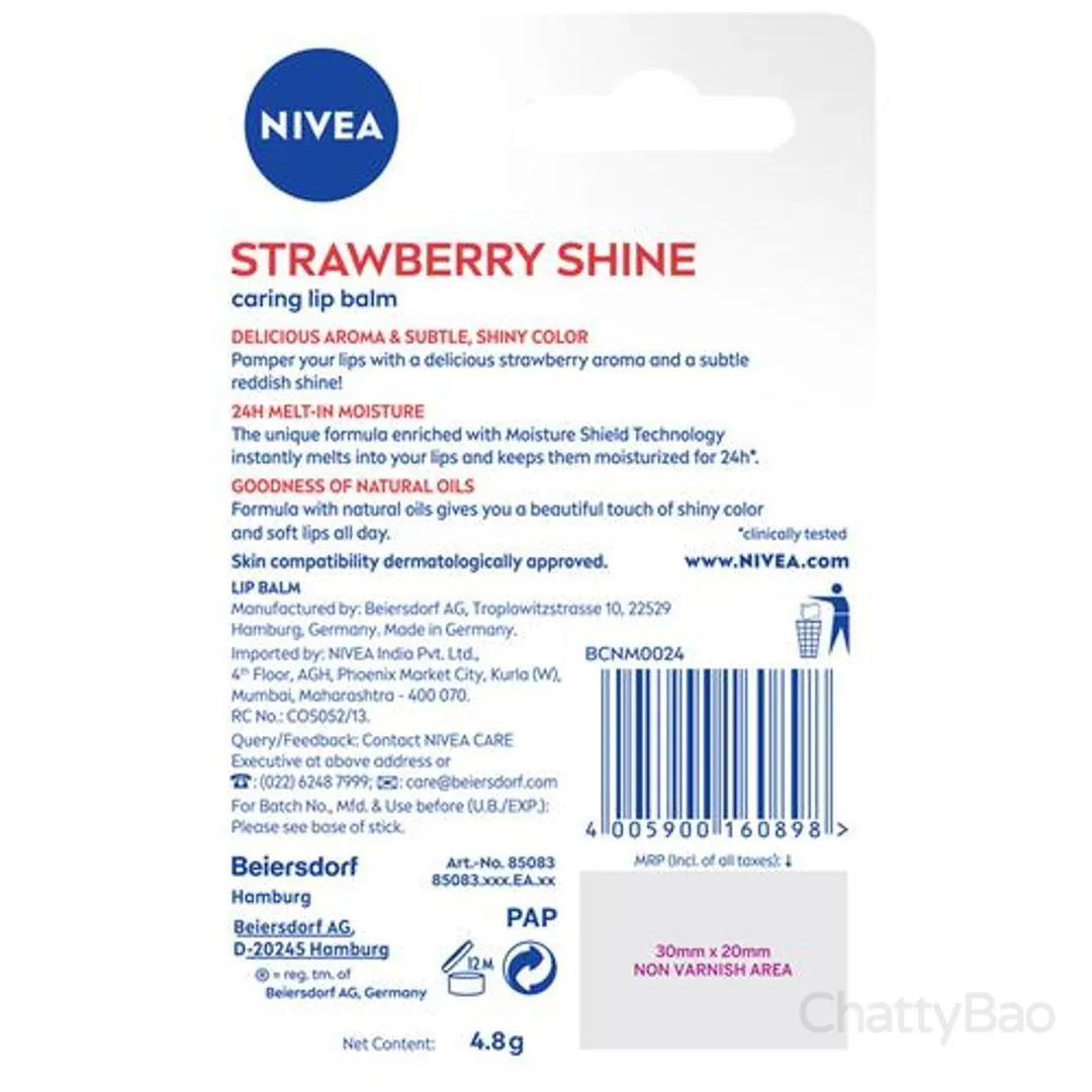 Nivea Lip Balm - Strawberry Shine 4.8 g view 2