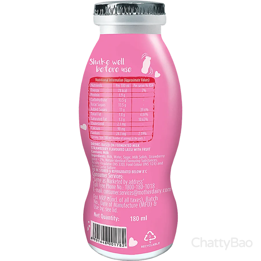 Mother Dairy Lassi - Strawberry 180 ml view 2