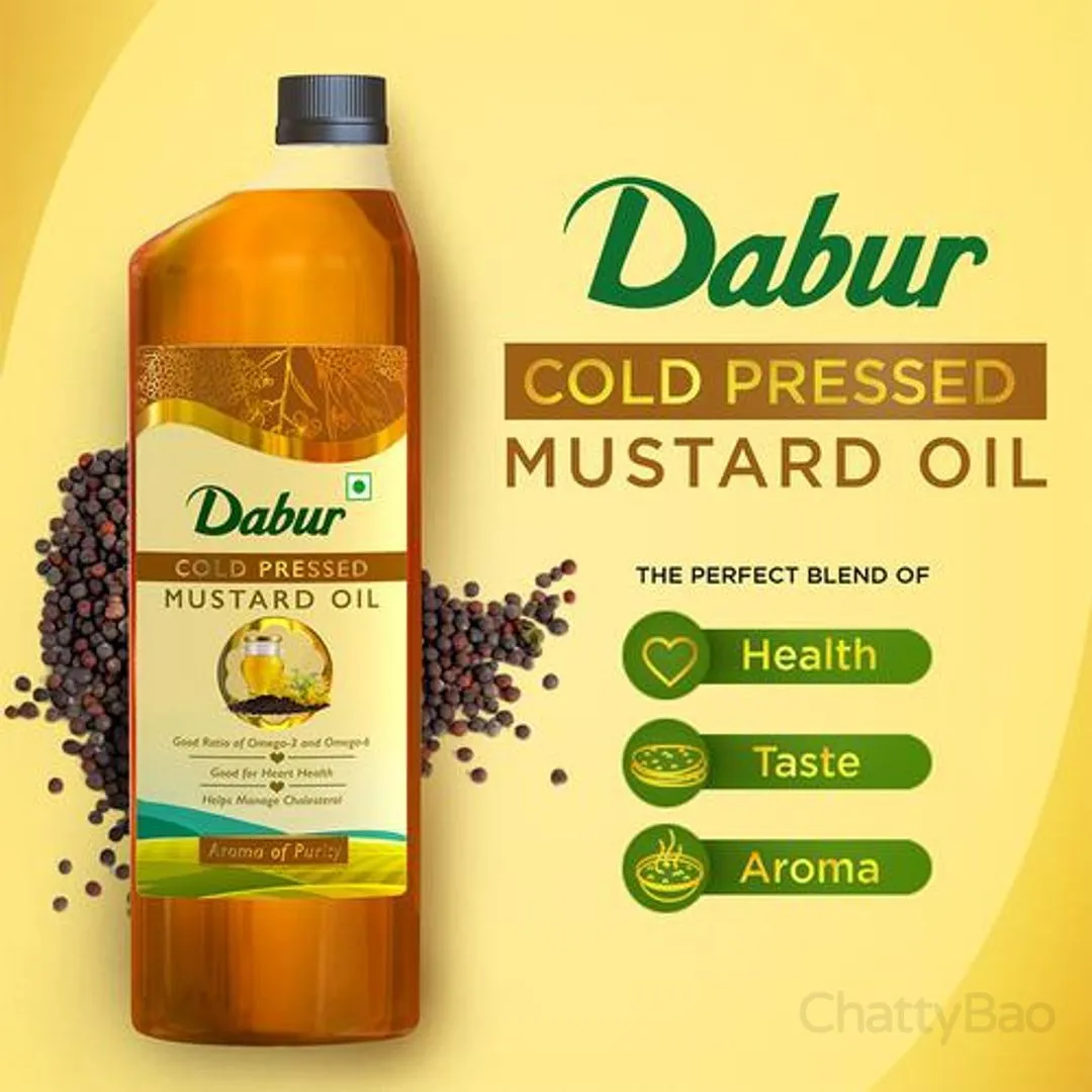 Dabur Cold Pressed Mustard Cooking Oil Bottle 1 L view 5