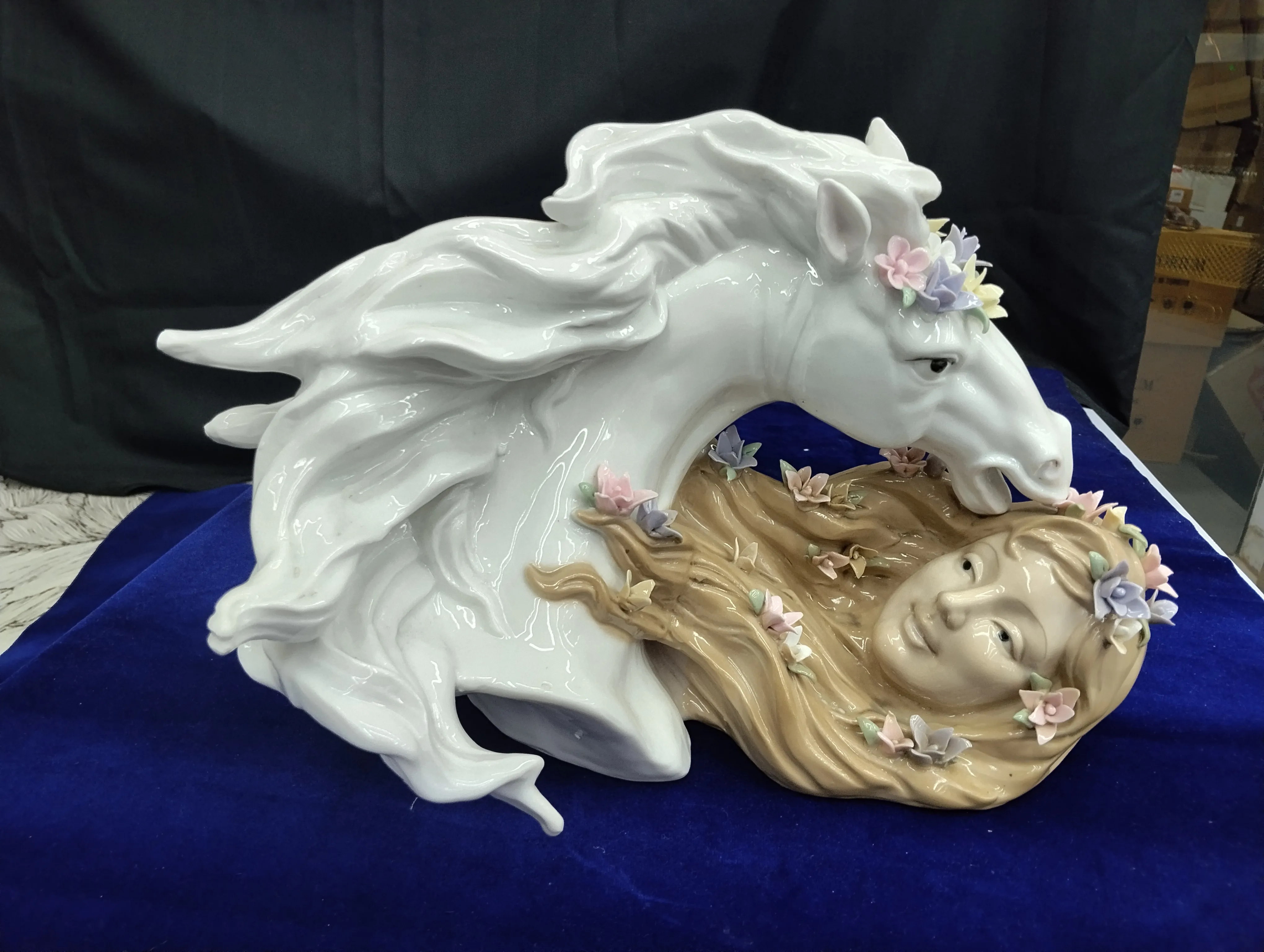 Ceramic Horse and Woman Figurine view 2
