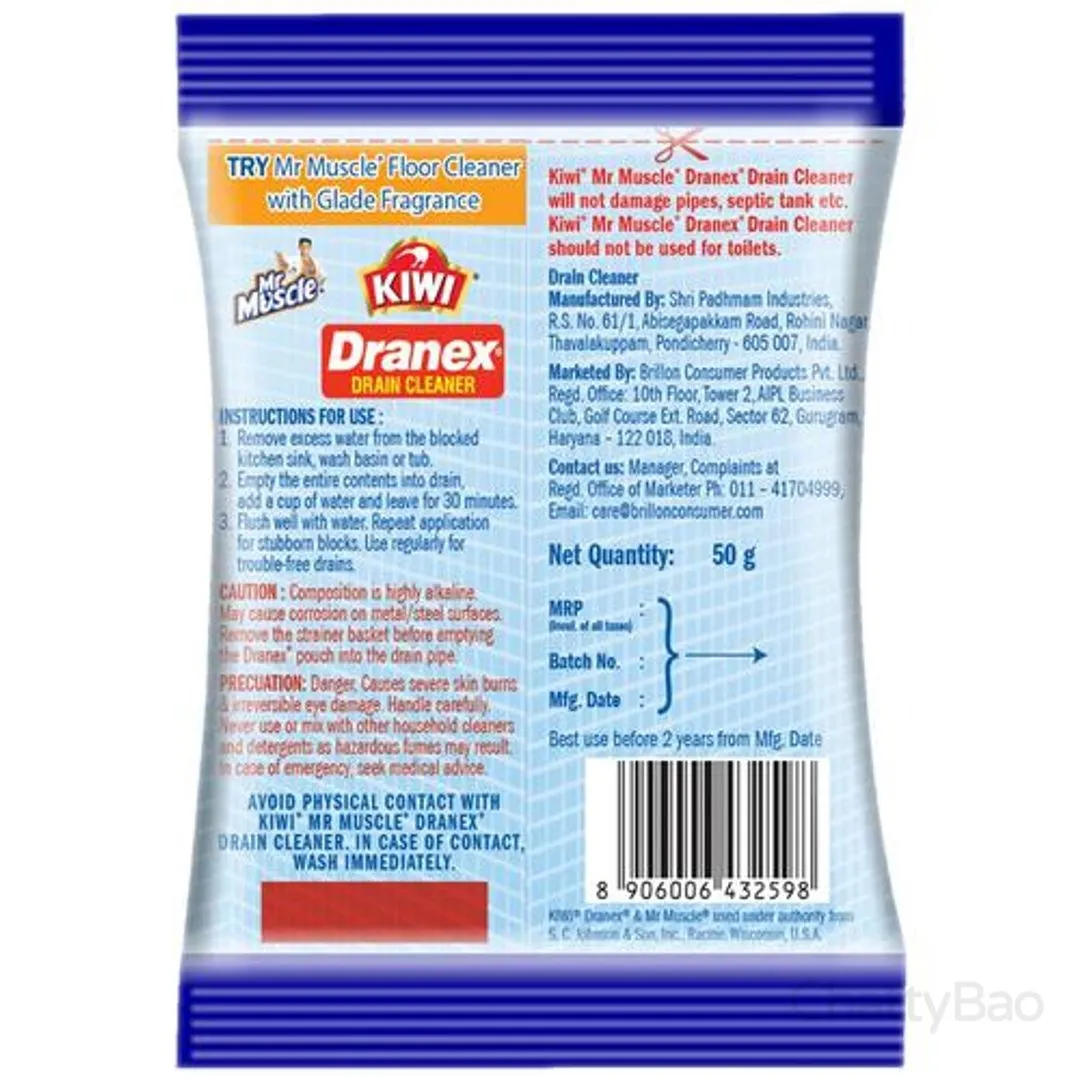 Mr Muscle Kiwi Dranex Drain Cleaner Powder 50g view 2