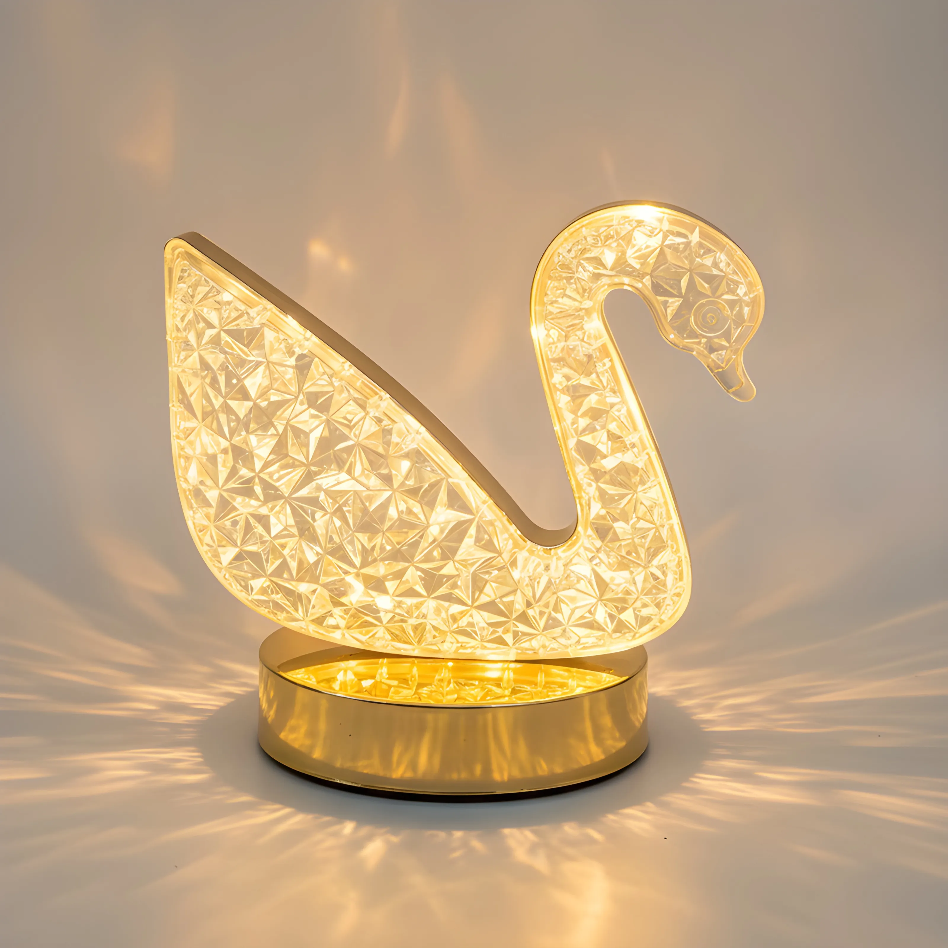 Crystal Swan Lamp view 2