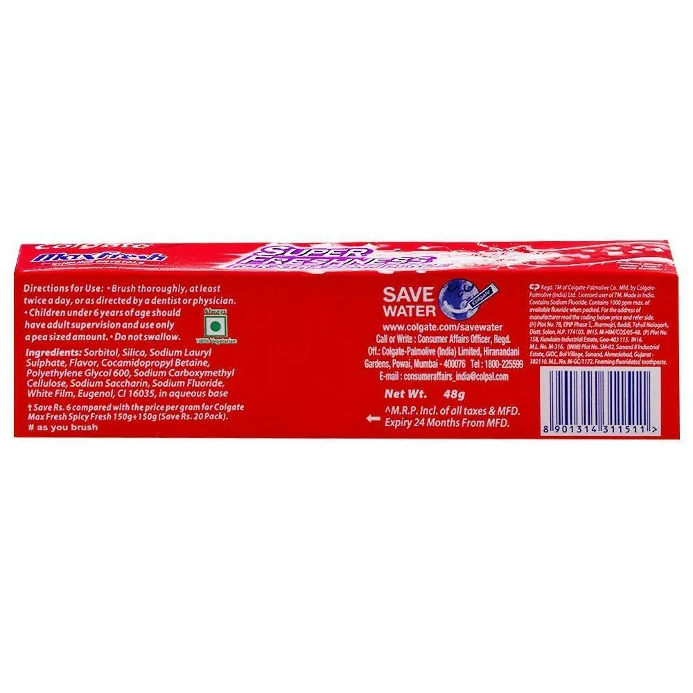 Colgate Max Fresh Spicy Fresh Red Gel Toothpaste 48 g view 2