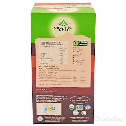 Organic India Tulsi Masala Chai Tea Bags (Pack of 25) view 2