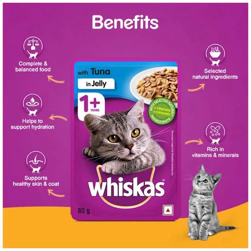 Whiskas Wet Cat Food - Adult 1+ year Tuna In Jelly 85 g view 6