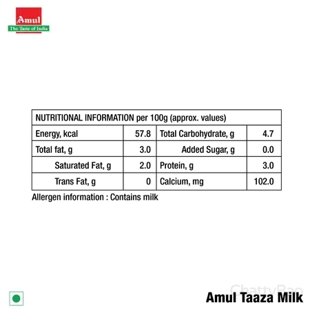Amul Taaza Toned Milk 500 ml view 3