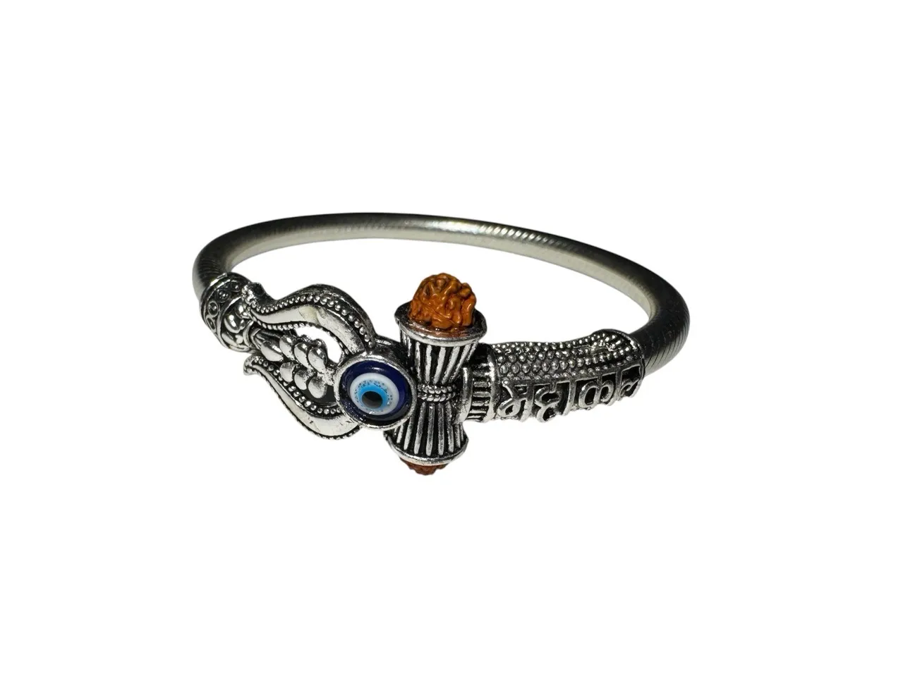 Silver Rudraksha Bracelet Kada | Shiv Ji Kada view 2