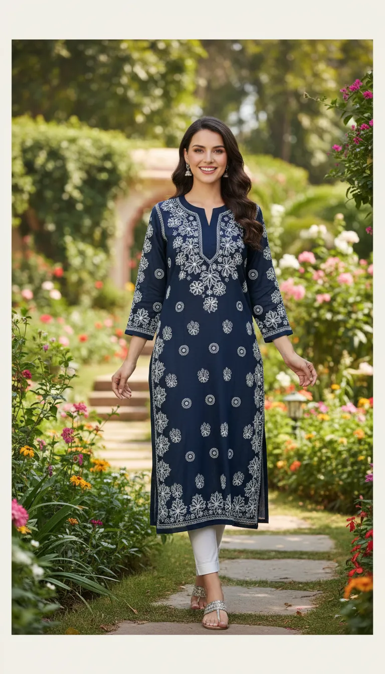 Chickankari Embroidered Kurti Fabric Cyfon