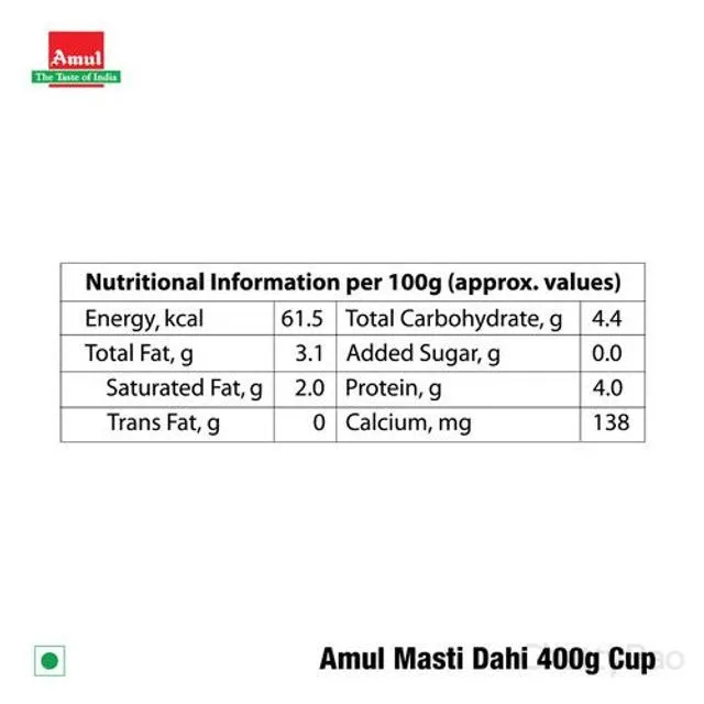 Amul Masti Dahi (Curd) Cup 400 g view 3