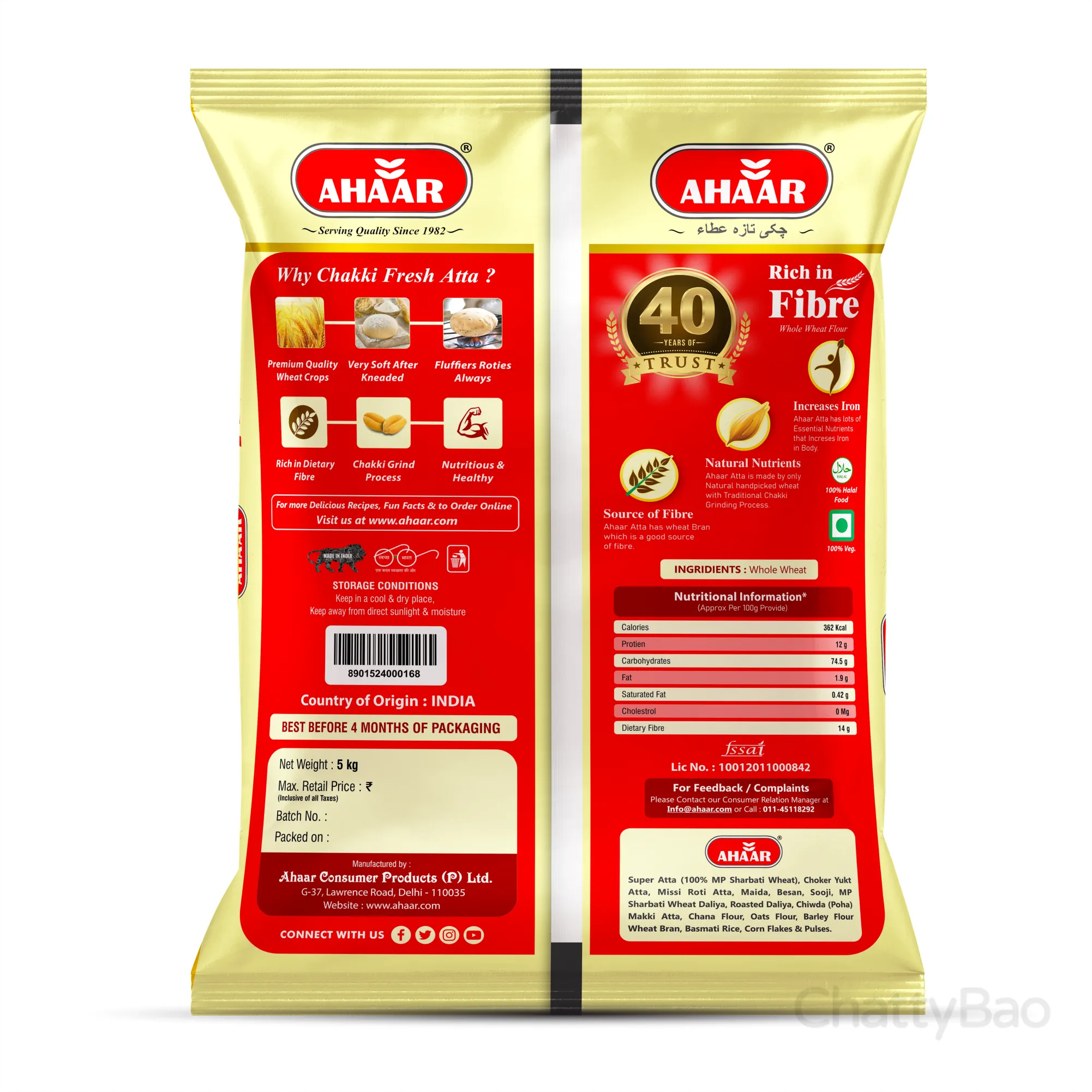 Ahaar Chakki Fresh Atta 5 Kg view 2