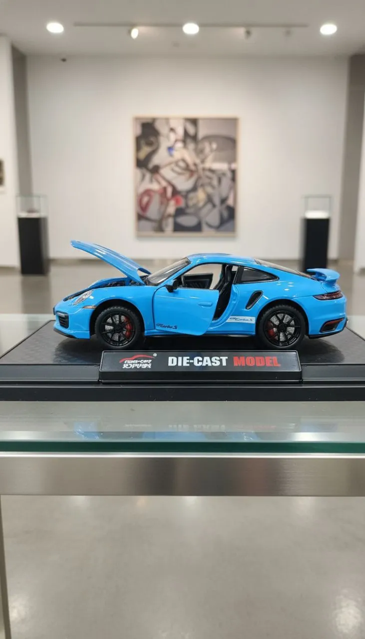 Blue Diecast Model Car Porsche 20 Scale 1:24 view 3