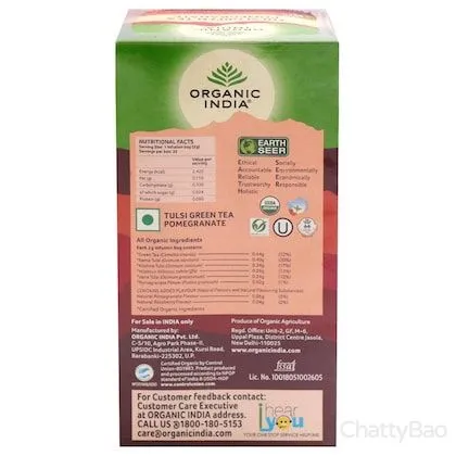 Organic India Tulsi Green Tea Bags - Pomegranate (Pack of 25) view 2