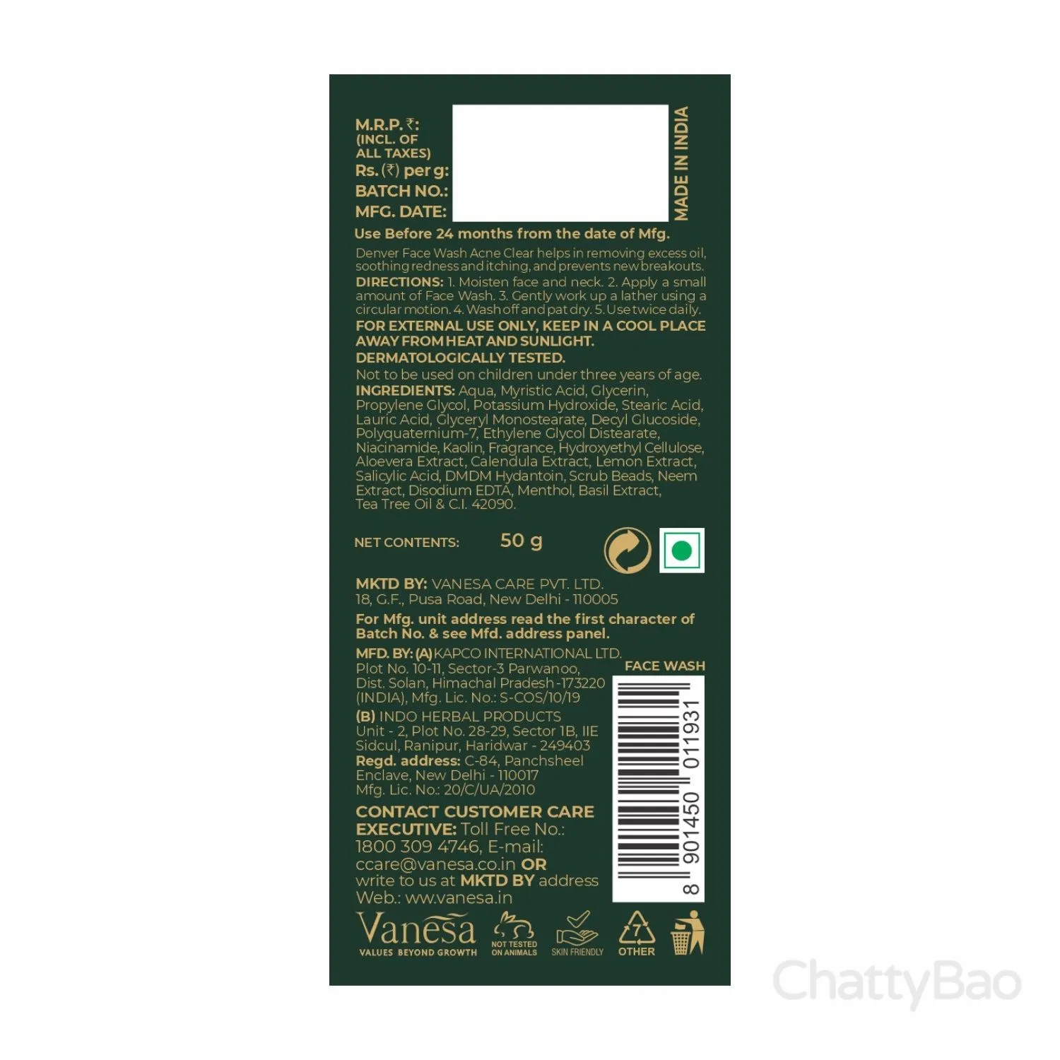 Denver Acne Clear Face Wash 50 g view 3