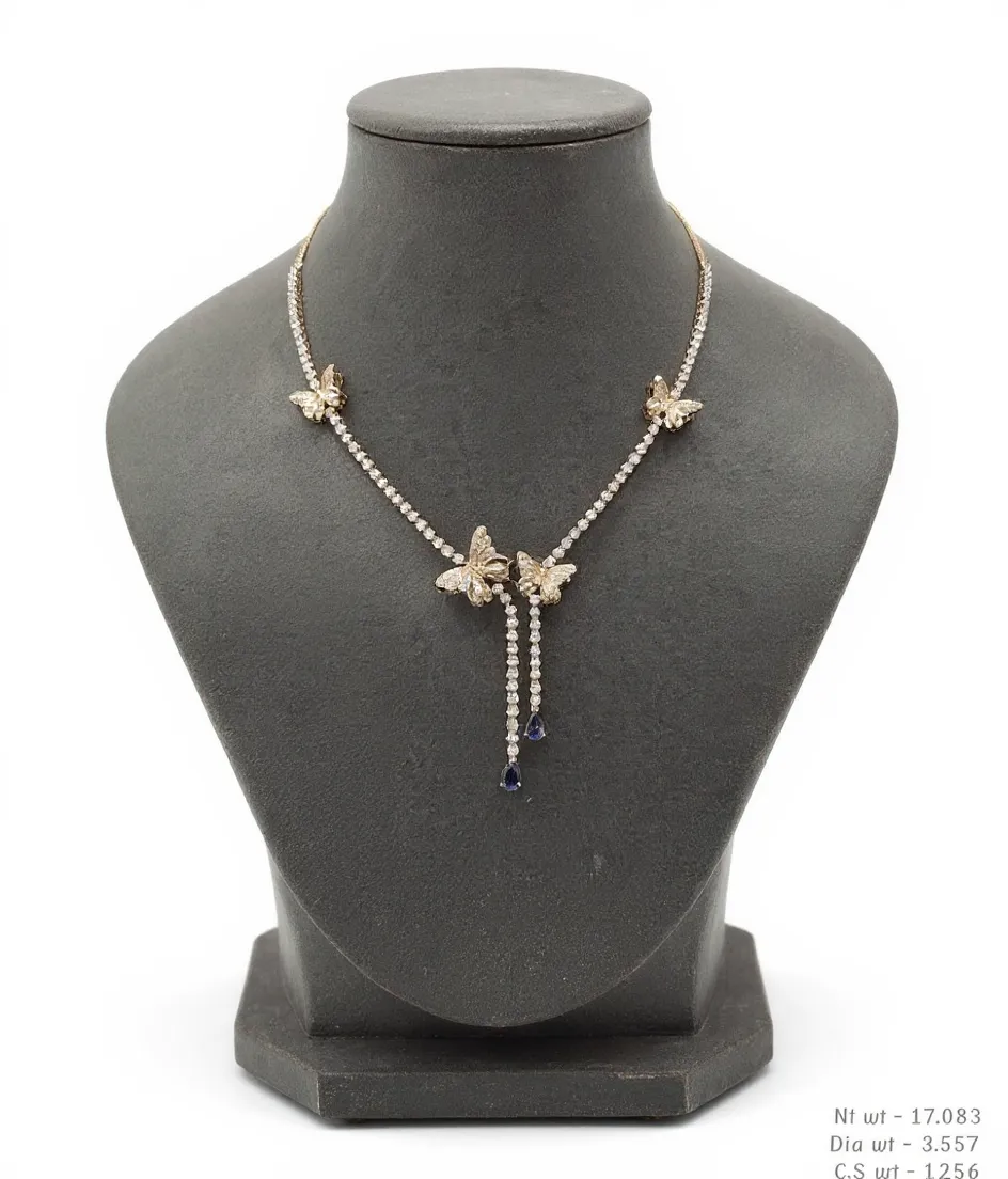 Diamond Butterfly Necklace view 2