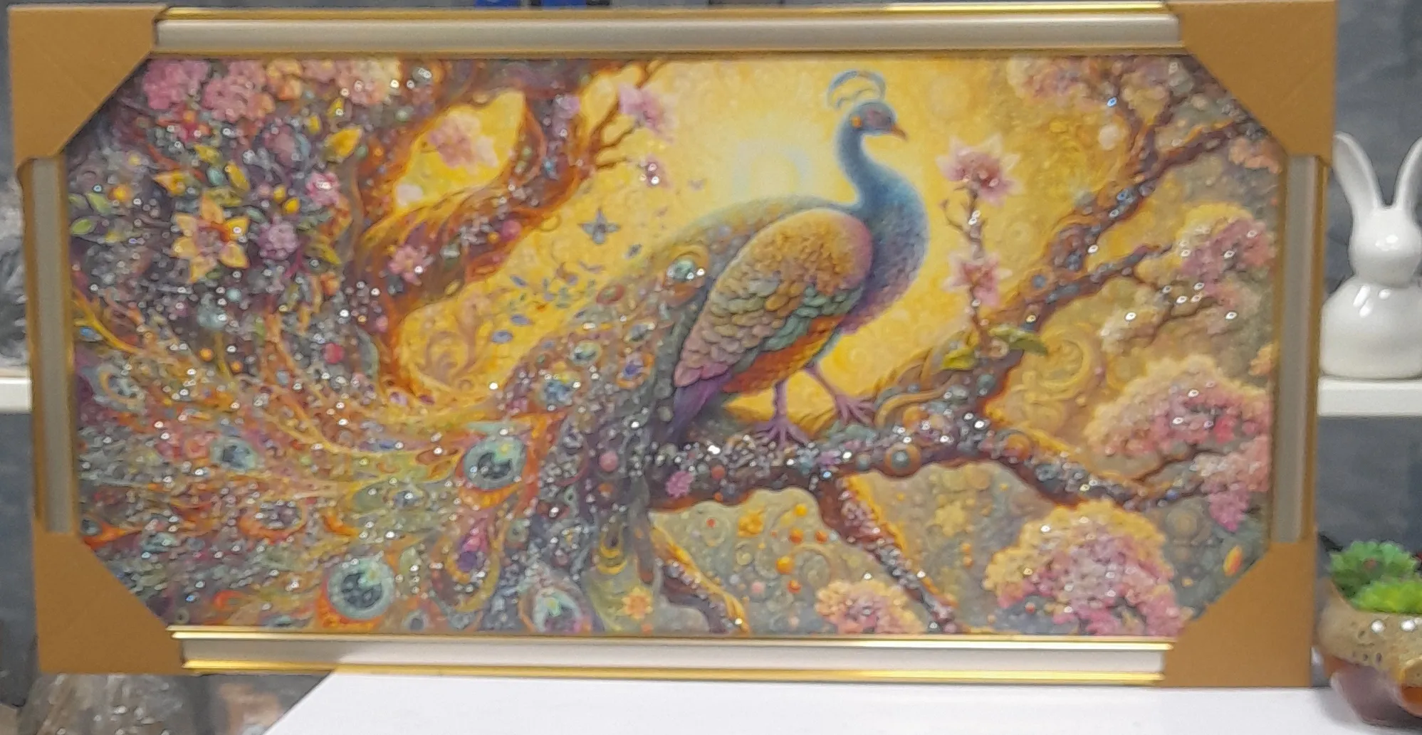 Peacock Wall Art 20"H & 36"W view 2