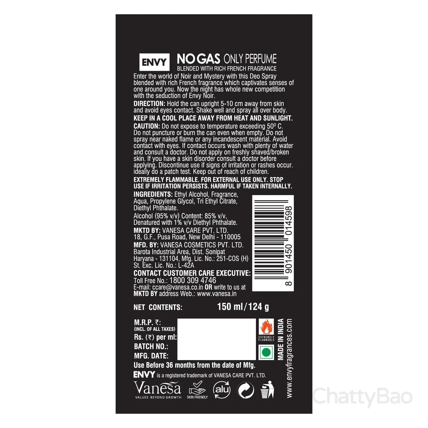 Envy Noir Deodorant 120 ml view 2
