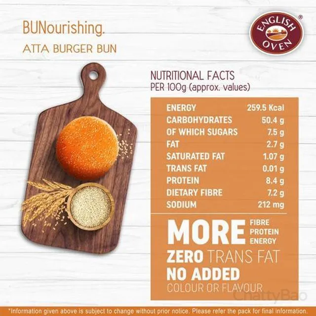 English Oven Atta Burger Bun 4 Pieces view 3
