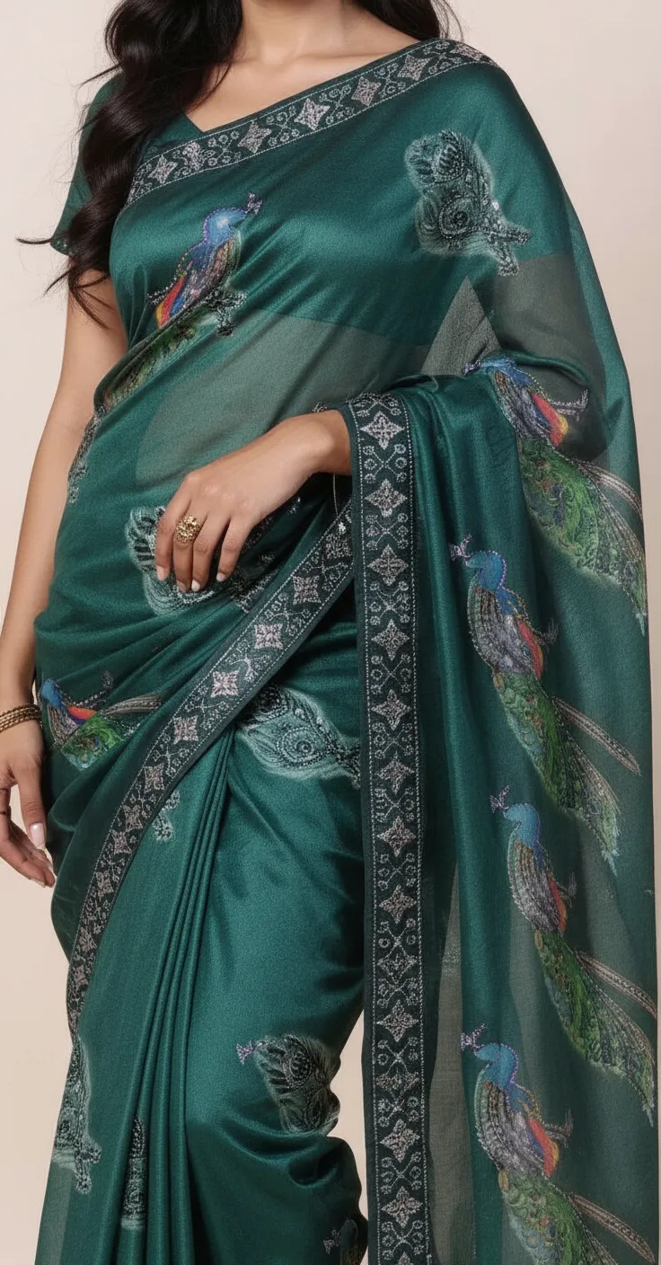 Embroidered Leo Silk Saree view 3