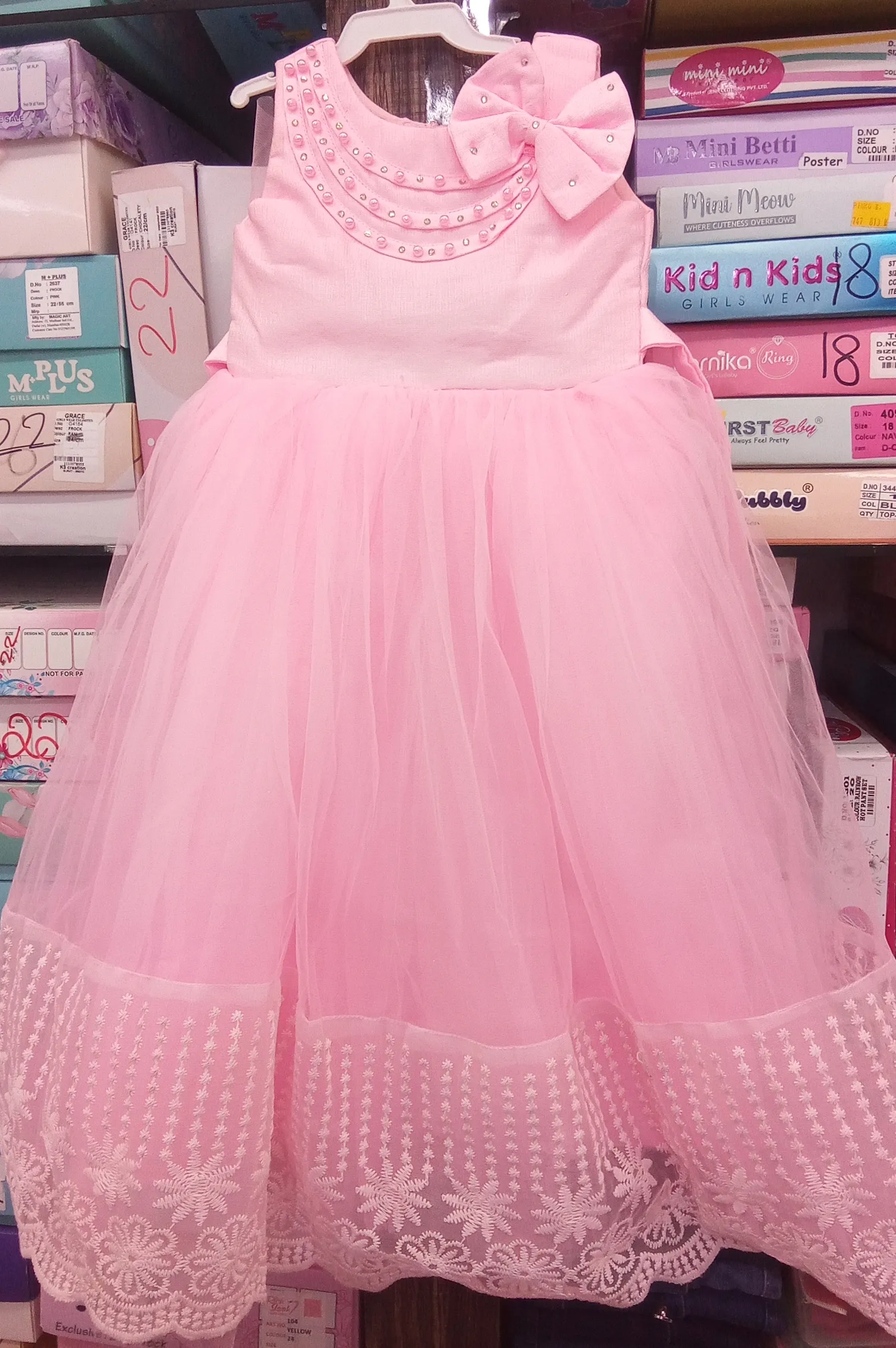 Girls Party Wear Gown Pink view 3