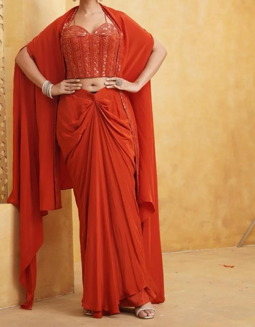 Traditional Embroidered Sari view 3