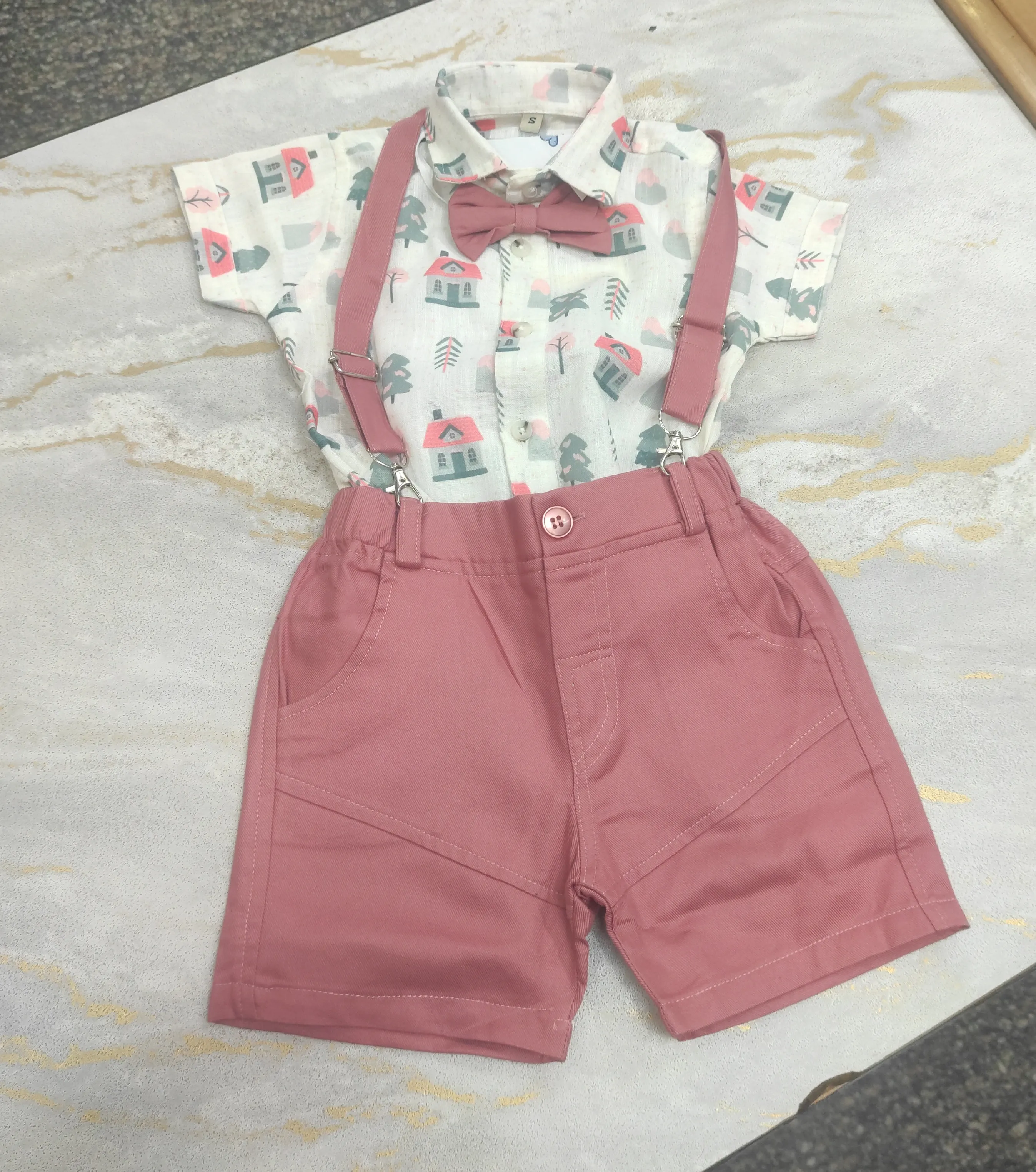 Boys Suspender Shorts Set view 2