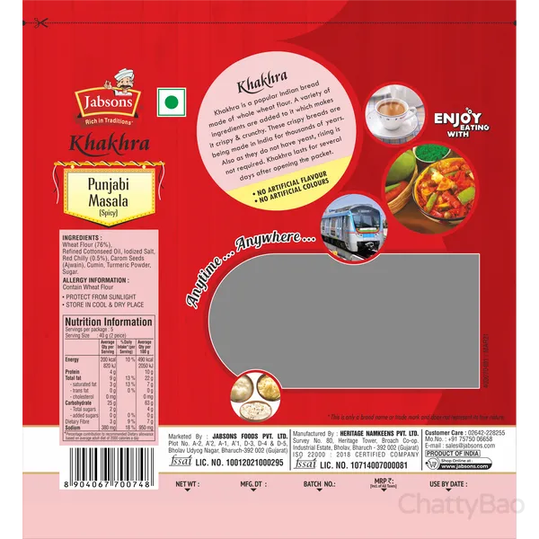Jabsons Punjabi Masala Khakhra 180 g view 2