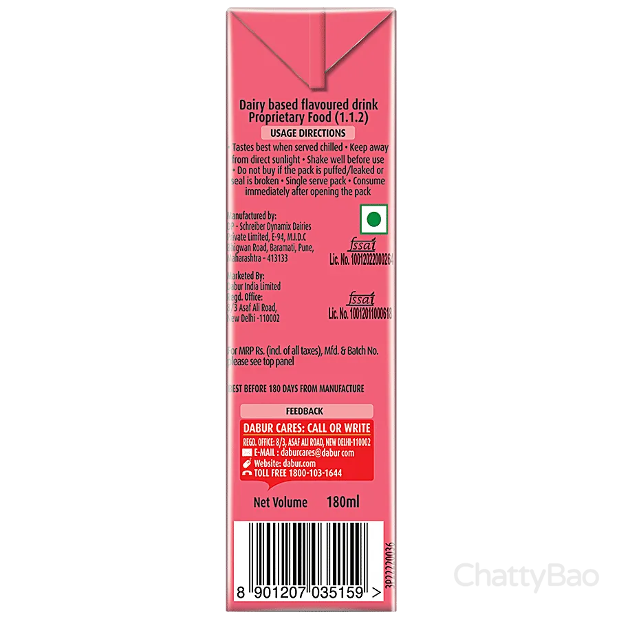 Real Strawberry Milkshake 180 ml view 2