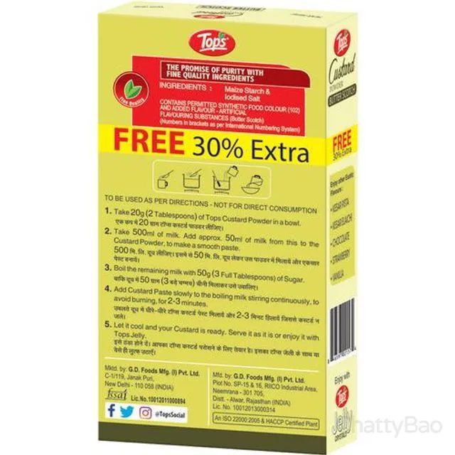 Tops Custard Powder - Butter Scotch 100 g view 2