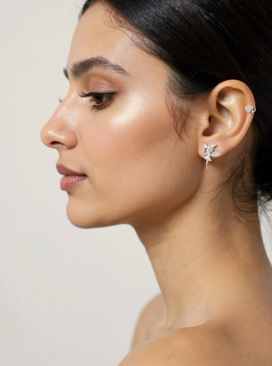 Silver Ballet Dancer Earrings view 2