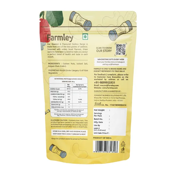 Farmley Classic Salted Cashews Roasted 160 g view 2