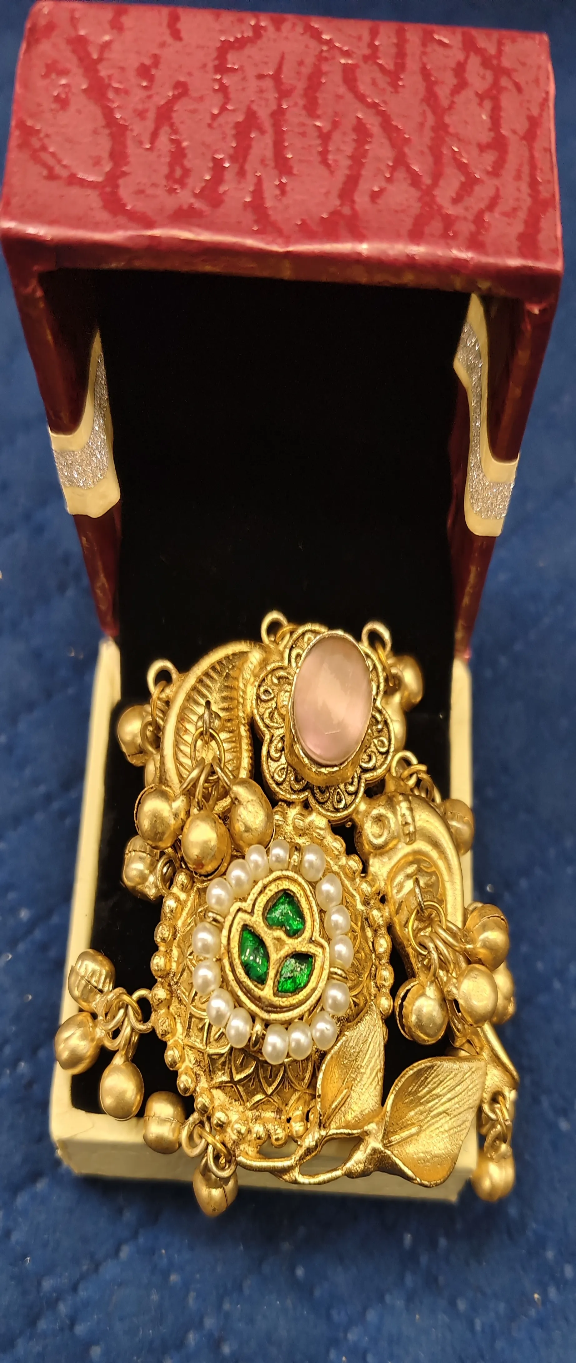 Gold Plated Pink Stone Amarpali Ring view 3