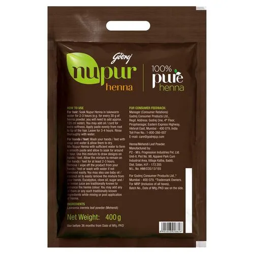 Godrej Nupur Hair Colour 100% Pure Henna Mehendi 400 g view 2