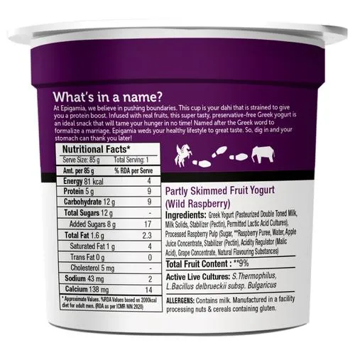 Epigamia Wild Raspberry Greek Yogurt 90 g view 2