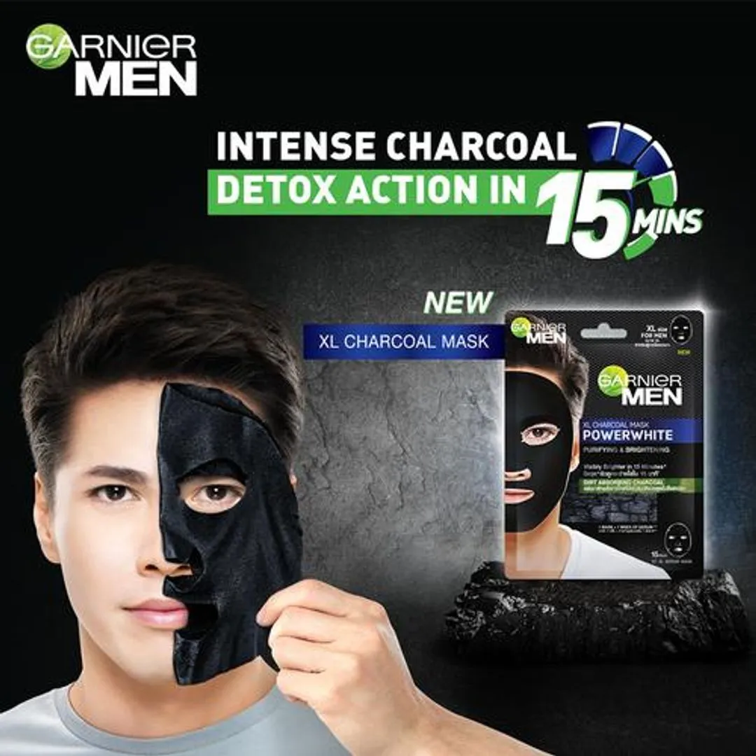 Garnier Men Powerwhite XL Charcoal Mask 28 g view 3
