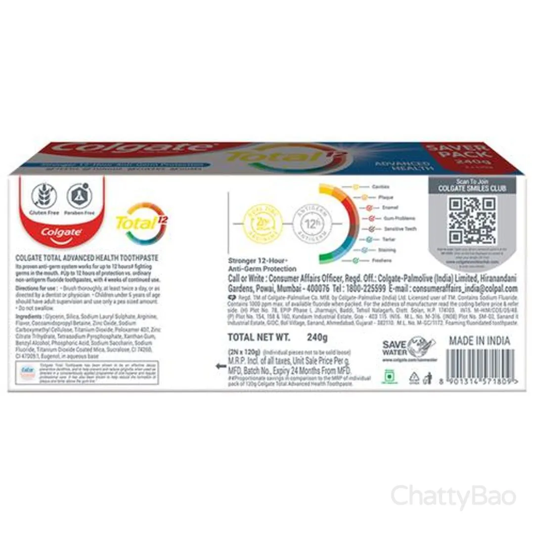 Colgate Total 12 Whole Mouth Protection Toothpaste 240 g (2 x 120 g) view 2