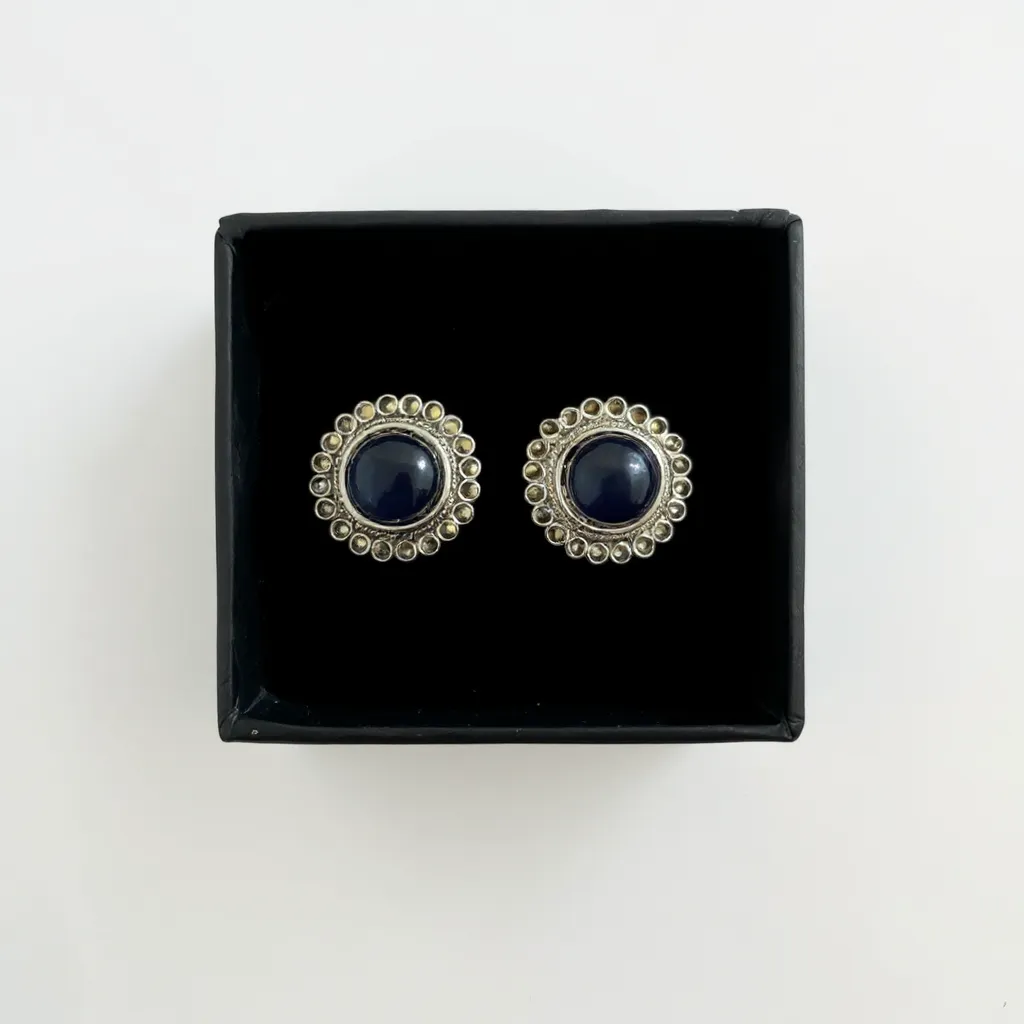 Silver Pyrite Earrings view 2