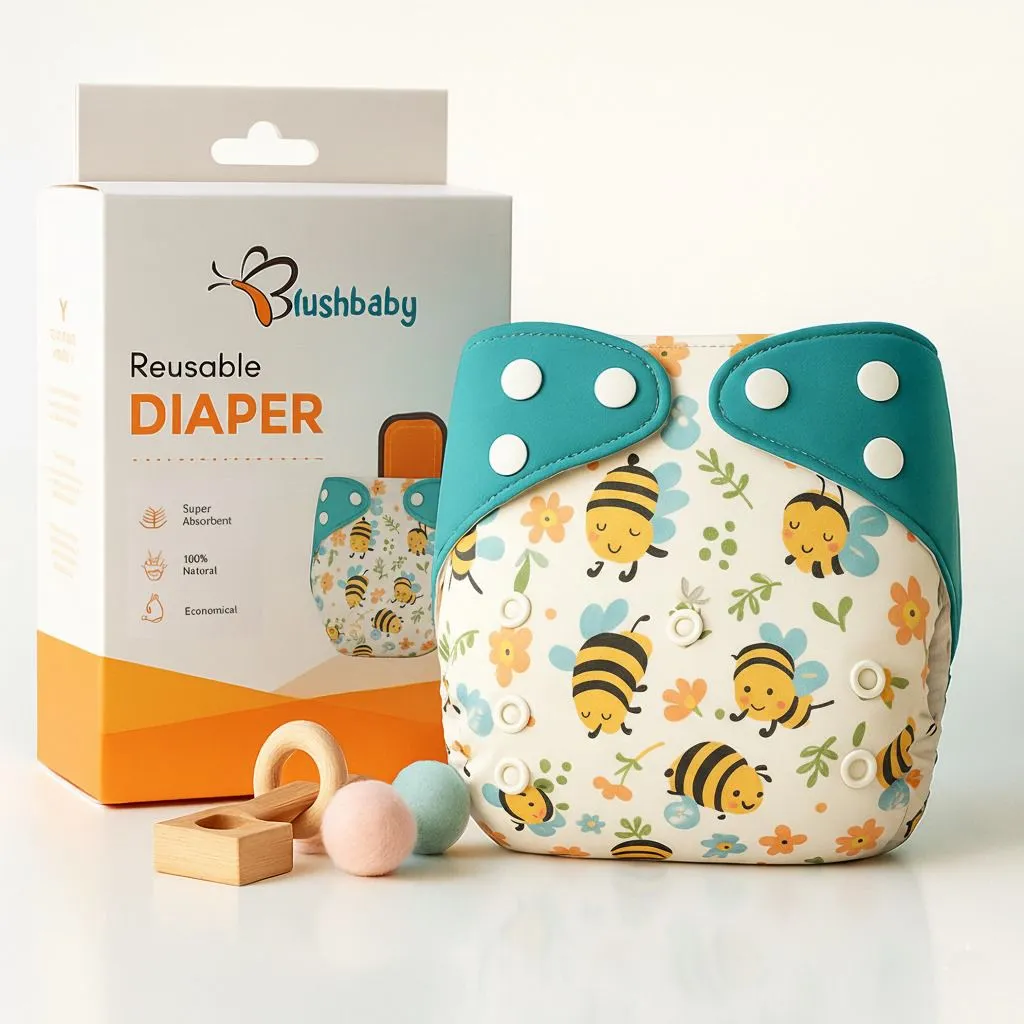 Bushbaby Reusable Diaper White Bees