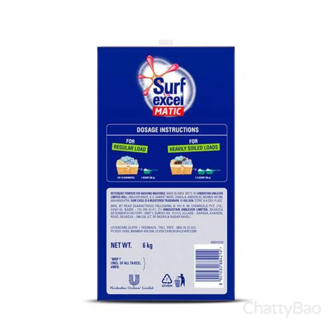 Surf Excel Matic Detergent Powder Top Load 6 Kg view 2