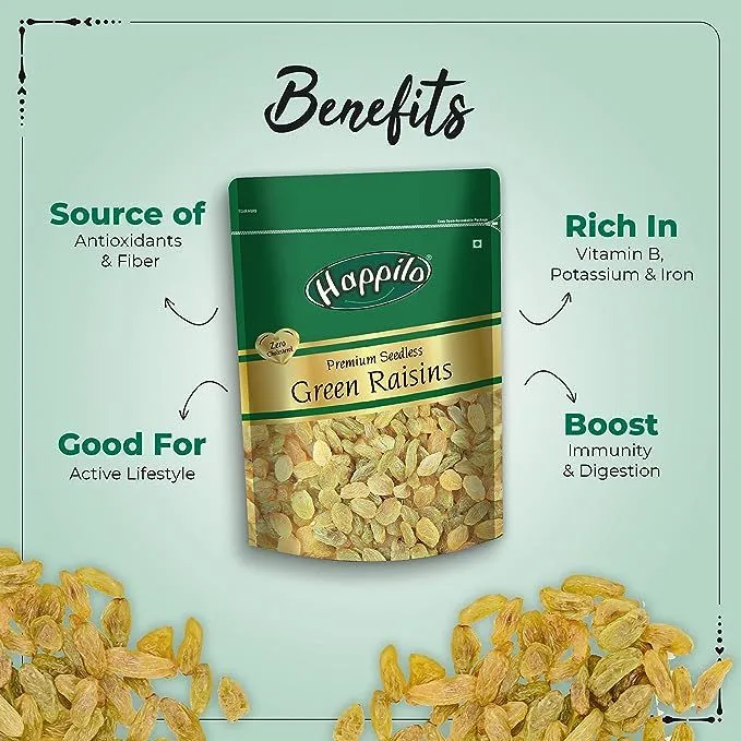 Happilo Premium Seedless Green Raisins (Kishmish) 250 g view 4