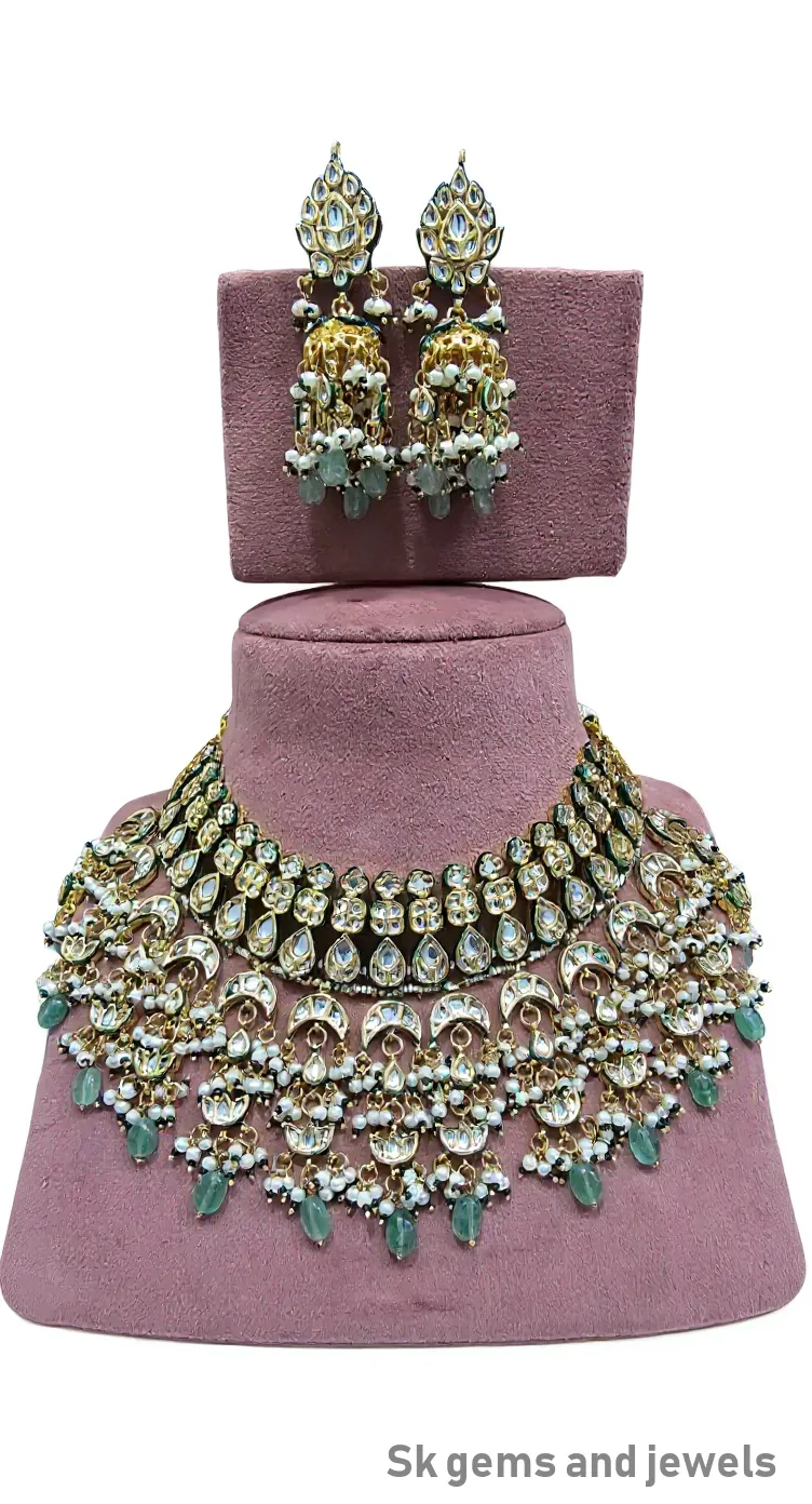 Kundan Meena Jewellery Set view 2