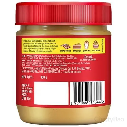 Saffola Peanut Butter With Jaggery Creamy 350 g view 4
